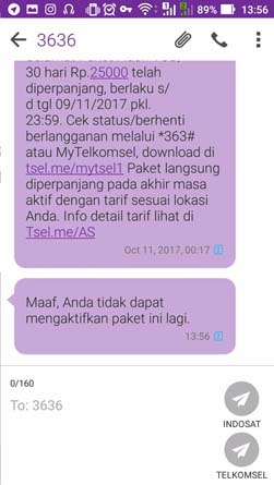 Paket Internet Telkomsel 4G 1GB - Gagal