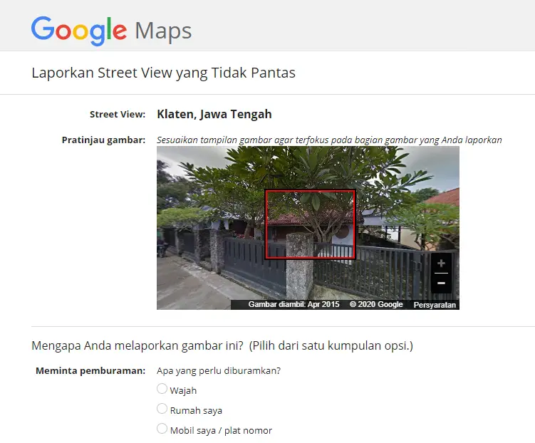 Google Street View - Form