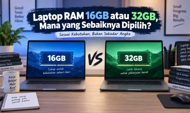 Laptop RAM 16GB atau 32GB