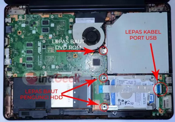 Cara Pasang SSD Samsung 860 EVO 250GB di ASUS A455LD 8 Lepas Baut HDD