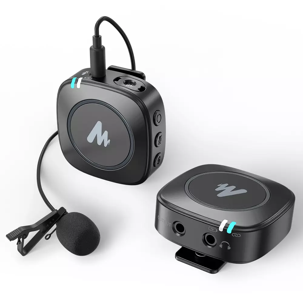 Review Wireless Microphone MAONO WM820, Up to 50 meter 4 Lavalier Microphone